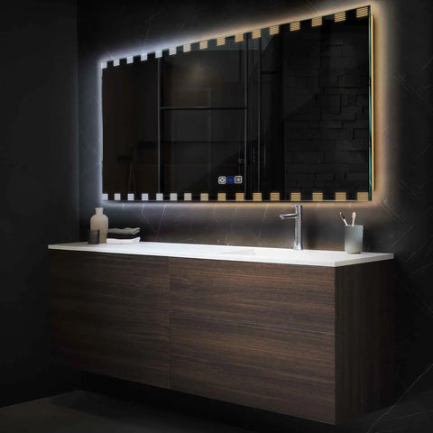 LED Spiegel Rechthoekig | met Touch-Knoppen | en Anti-Condens Functie | Instelbare lichttemperatuur - Reyze Serie Edge Model 6