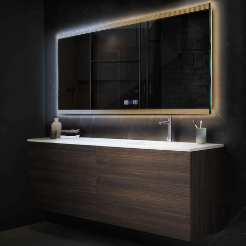 LED Spiegel Rechthoekig | met Touch-Knoppen | en Anti-Condens Functie | Instelbare lichttemperatuur - Reyze Serie Edge Model 8