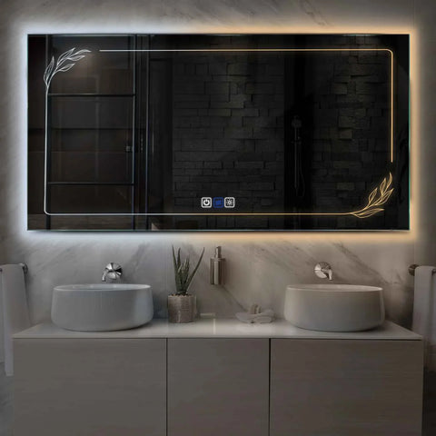 LED Spiegel Rechthoekig | met Touch-Knoppen | en Anti-Condens Functie | Instelbare lichttemperatuur - Reyze Serie Good Vibes Model 1