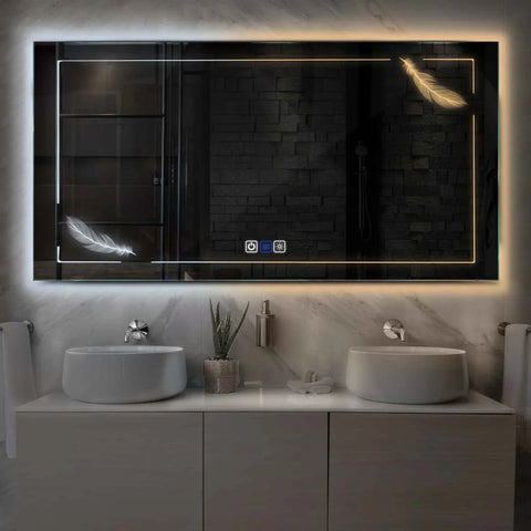 LED Spiegel Rechthoekig | met Touch-Knoppen | en Anti-Condens Functie | Instelbare lichttemperatuur - Reyze Serie Good Vibes Model 2