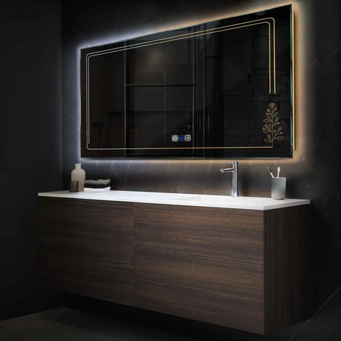 LED Spiegel Rechthoekig | met Touch-Knoppen | en Anti-Condens Functie | Instelbare lichttemperatuur - Reyze Serie Good Vibes Model 3