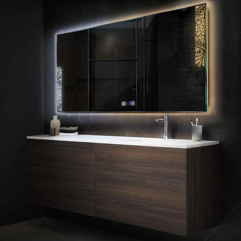 LED Spiegel Rechthoekig | met Touch-Knoppen | en Anti-Condens Functie | Instelbare lichttemperatuur - Reyze Serie Good Vibes Model 4