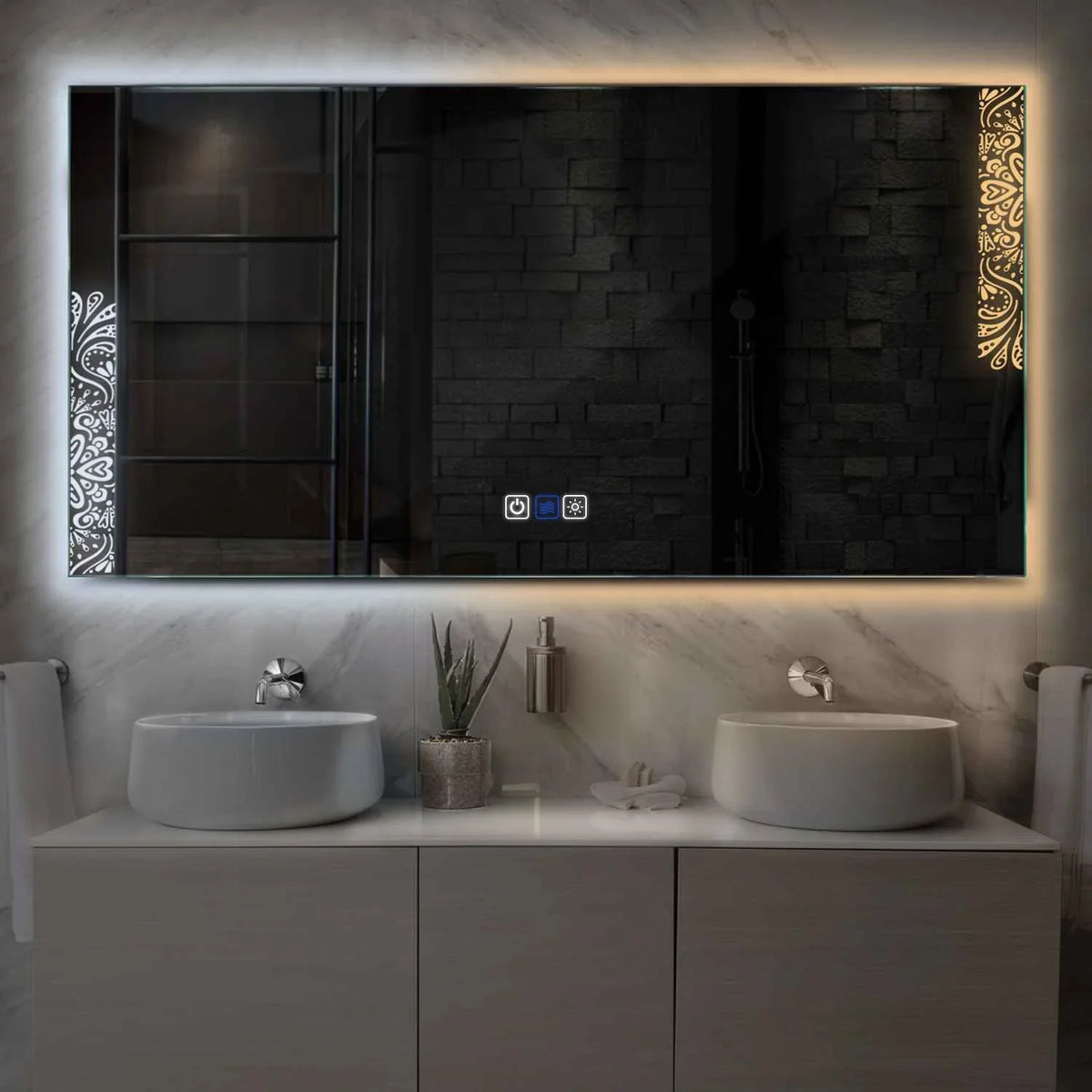 LED Spiegel Rechthoekig | met Touch-Knoppen | en Anti-Condens Functie | Instelbare lichttemperatuur - Reyze Serie Good Vibes Model 4