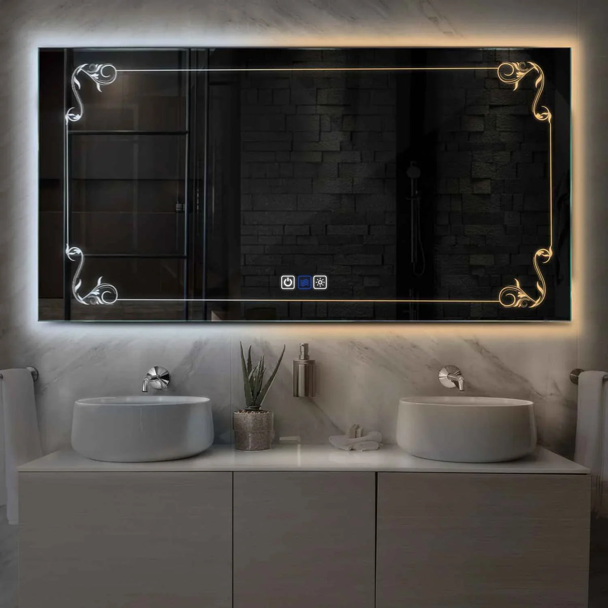 LED Spiegel Rechthoekig | met Touch-Knoppen | en Anti-Condens Functie | Instelbare lichttemperatuur - Reyze Serie Good Vibes Model 5