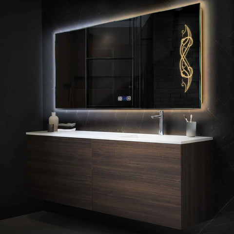 LED Spiegel Rechthoekig | met Touch-Knoppen | en Anti-Condens Functie | Instelbare lichttemperatuur - Reyze Serie Good Vibes Model 6