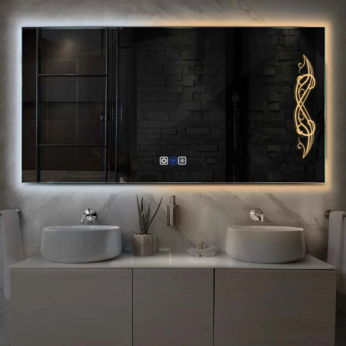 LED Spiegel Rechthoekig | met Touch-Knoppen | en Anti-Condens Functie | Instelbare lichttemperatuur - Reyze Serie Good Vibes Model 6