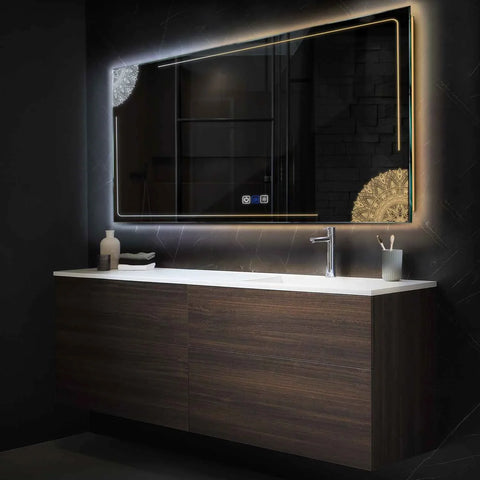 LED Spiegel Rechthoekig | met Touch-Knoppen | en Anti-Condens Functie | Instelbare lichttemperatuur - Reyze Serie Good Vibes Model 7