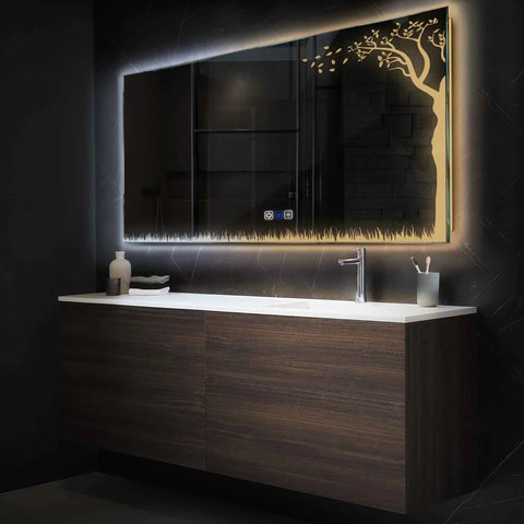 LED Spiegel Rechthoekig | met Touch-Knoppen | en Anti-Condens Functie | Instelbare lichttemperatuur - Reyze Serie Good Vibes Model 8