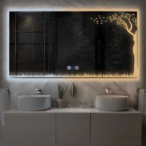 LED Spiegel Rechthoekig | met Touch-Knoppen | en Anti-Condens Functie | Instelbare lichttemperatuur - Reyze Serie Good Vibes Model 8