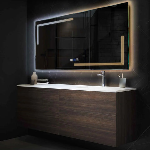 LED Spiegel Rechthoekig | met Touch-Knoppen | en Anti-Condens Functie | Instelbare lichttemperatuur - Reyze Serie Minimal Model 2