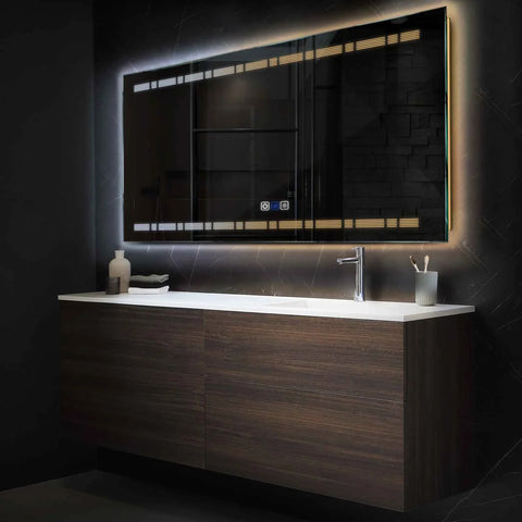 LED Spiegel Rechthoekig | met Touch-Knoppen | en Anti-Condens Functie | Instelbare lichttemperatuur - Reyze Serie Minimal Model 3