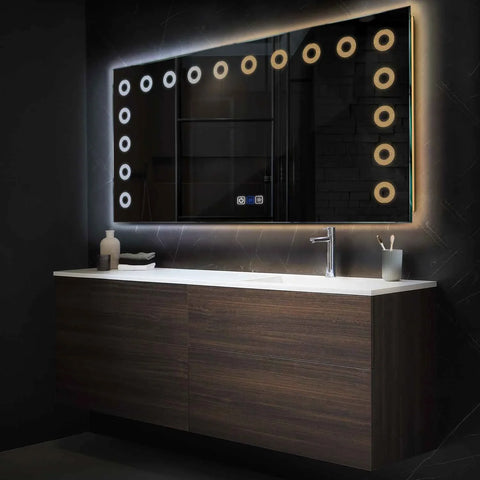 LED Spiegel Rechthoekig | met Touch-Knoppen | en Anti-Condens Functie | Instelbare lichttemperatuur - Reyze Serie Minimal Model 4