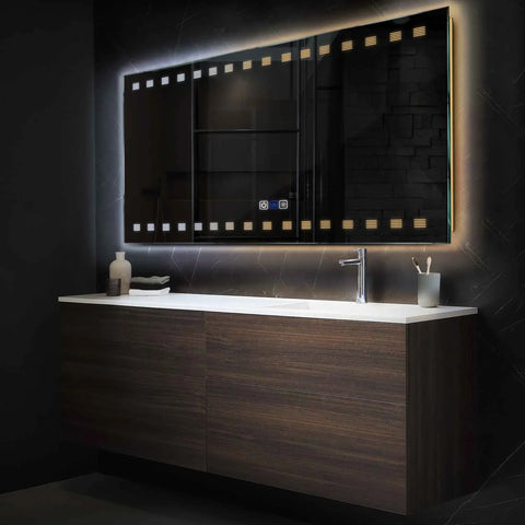 LED Spiegel Rechthoekig | met Touch-Knoppen | en Anti-Condens Functie | Instelbare lichttemperatuur - Reyze Serie Minimal Model 6