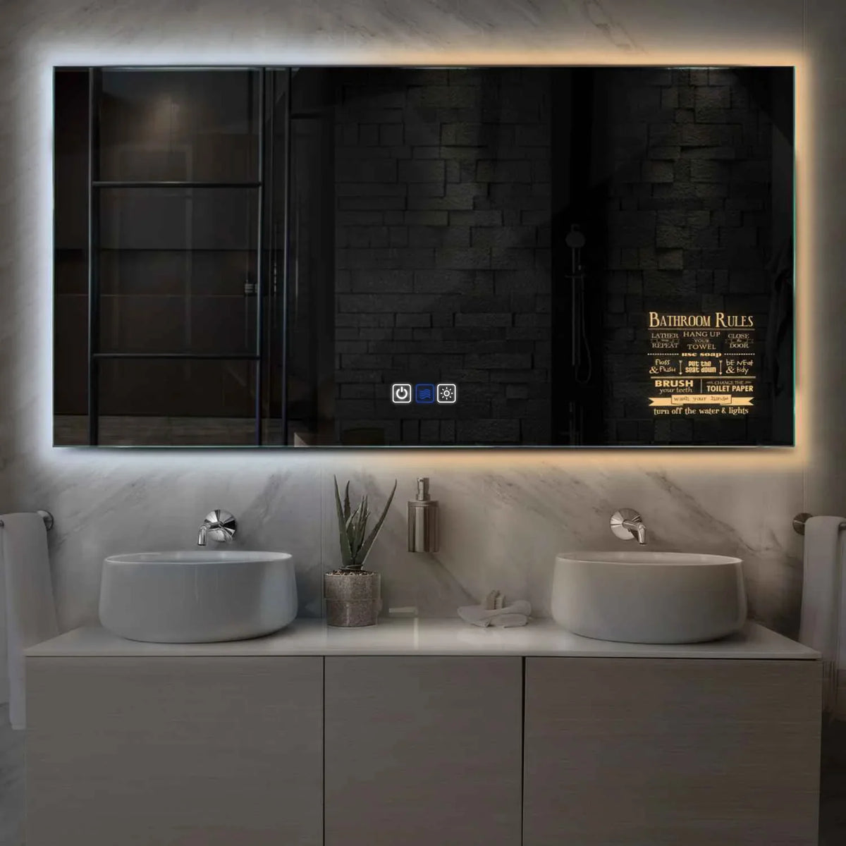 LED Spiegel Rechthoekig | met Touch-Knoppen | en Anti-Condens Functie | Instelbare lichttemperatuur - Reyze Serie Motivated Model 5