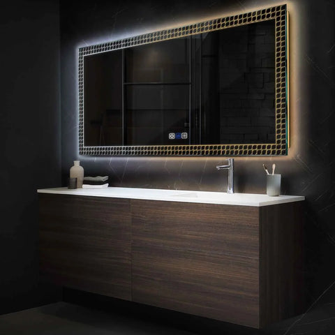 LED Spiegel Rechthoekig | met Touch-Knoppen | en Anti-Condens Functie | Instelbare lichttemperatuur - Reyze Serie Official Model 3