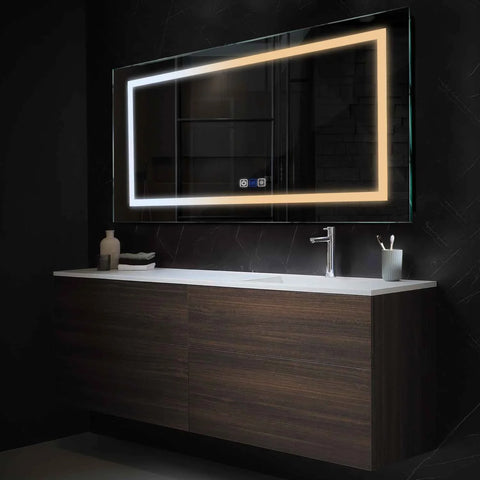 LED Spiegel Rechthoekig | met Touch-Knoppen | en Anti-Condens Functie | Instelbare lichttemperatuur - Reyze Serie Salono Model 1