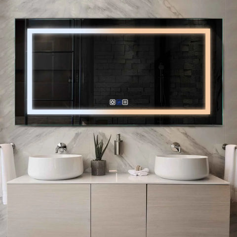 LED Spiegel Rechthoekig | met Touch-Knoppen | en Anti-Condens Functie | Instelbare lichttemperatuur - Reyze Serie Salono Model 1