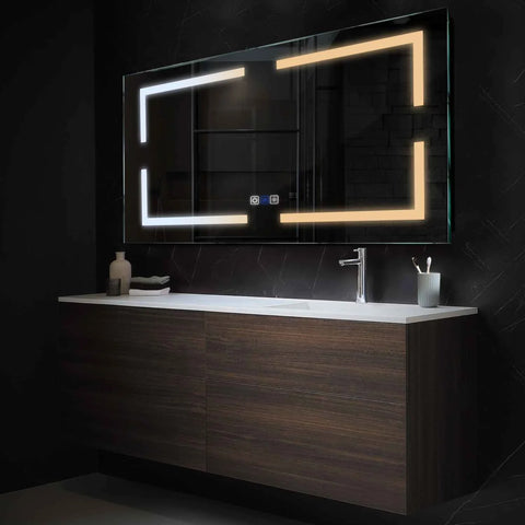 LED Spiegel Rechthoekig | met Touch-Knoppen | en Anti-Condens Functie | Instelbare lichttemperatuur - Reyze Serie Salono Model 2
