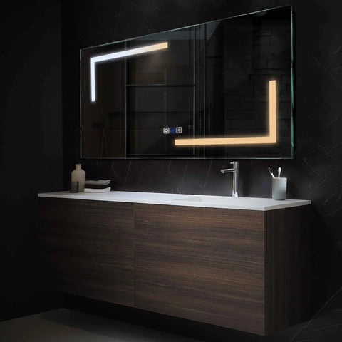LED Spiegel Rechthoekig | met Touch-Knoppen | en Anti-Condens Functie | Instelbare lichttemperatuur - Reyze Serie Salono Model 3