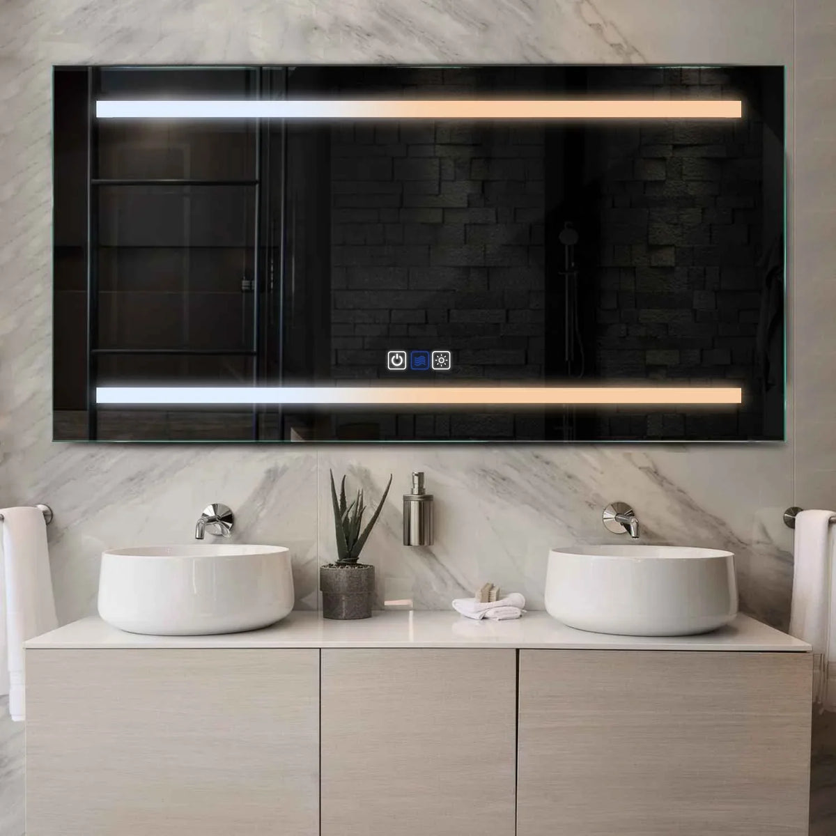 LED Spiegel Rechthoekig | met Touch-Knoppen | en Anti-Condens Functie | Instelbare lichttemperatuur - Reyze Serie Salono Model 4