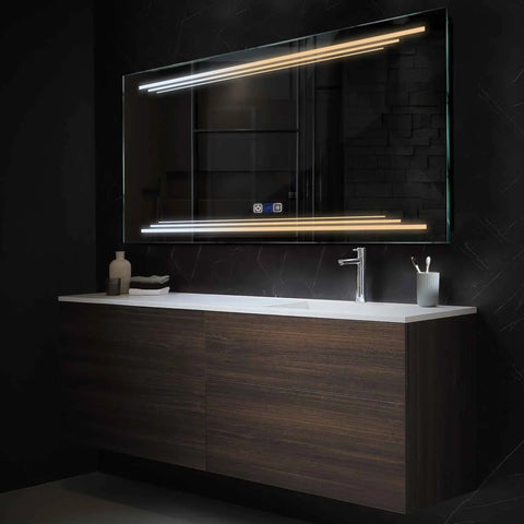 LED Spiegel Rechthoekig | met Touch-Knoppen | en Anti-Condens Functie | Instelbare lichttemperatuur - Reyze Serie Salono Model 7