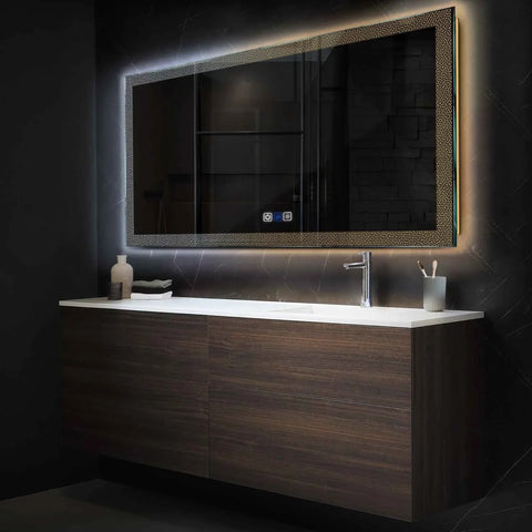 LED Spiegel Rechthoekig | met Touch-Knoppen | en Anti-Condens Functie | Instelbare lichttemperatuur - Reyze Serie Simetria Model 4
