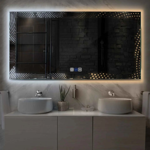 LED Spiegel Rechthoekig | met Touch-Knoppen | en Anti-Condens Functie | Instelbare lichttemperatuur - Reyze Serie Simetria Model 8