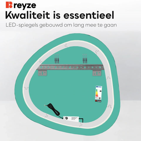LED Spiegel Asymmetrisch | Zonder Touchknoppen | Warm Wit Licht - Reyze Serie Salono Model 1