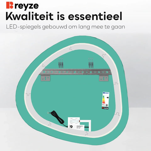 LED Spiegel Asymmetrisch | met Touch-Knop | Koud wit licht - Reyze Serie Salono Model 1