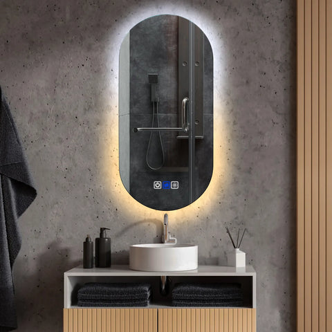 LED Spiegel Ovaal | met Touch-Knoppen | en Anti-Condens Functie | Instelbare lichttemperatuur - Reyze Serie Ambient Model 1