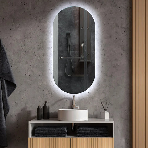LED Spiegel Ovaal | Zonder Touchknoppen | Koud wit licht - Reyze Serie Ambient Model 1