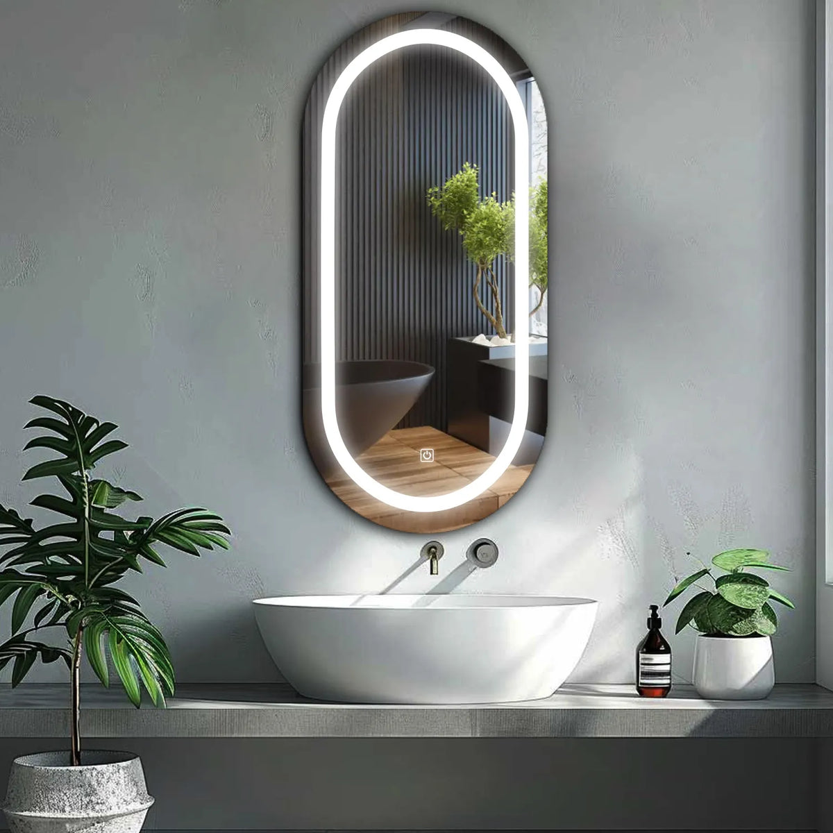 LED Spiegel Ovaal | met Touch-Knop | Koud wit licht - Reyze Serie Salono Model 1