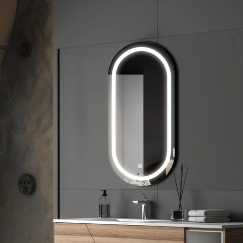 LED Spiegel Ovaal | met Touch-Knop | Koud wit licht - Reyze Serie Salono Model 1