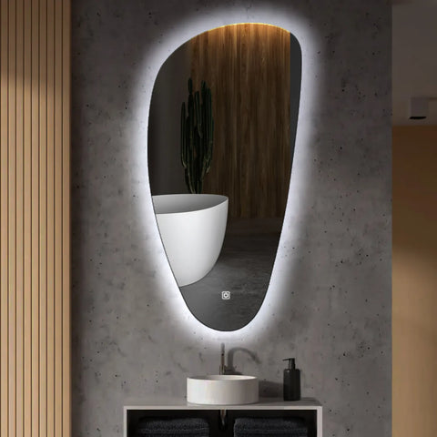 LED Spiegel Asymmetrisch Vertical | met Touch-Knop | Koud wit licht - Reyze Serie Ambient Model 1