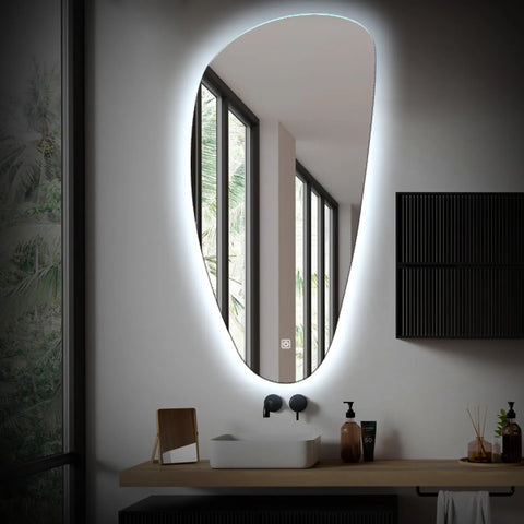 LED Spiegel Asymmetrisch Vertical | met Touch-Knop | Koud wit licht - Reyze Serie Ambient Model 1