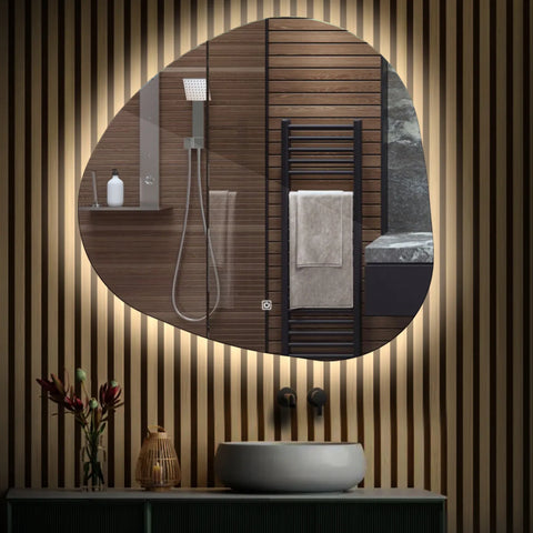 LED Spiegel Asymmetrisch | met Touch-Knop | Neutraal wit licht - Reyze Serie Ambient Model 1