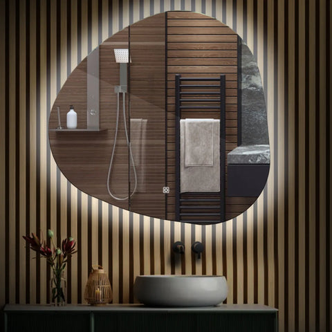LED Spiegel Asymmetrisch | met Touch-Knop | Koud wit licht - Reyze Serie Ambient Model 1