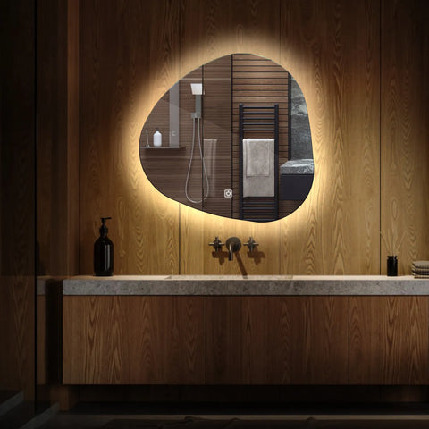LED Spiegel Asymmetrisch | met Touch-Knop | Neutraal wit licht - Reyze Serie Ambient Model 1