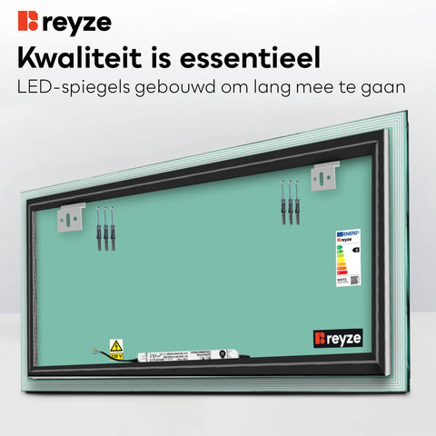 LED Spiegel Rechthoekig | Zonder Touchknoppen | Koud wit licht - Reyze Serie Edge Model 1