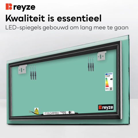 LED Spiegel Rechthoekig | Zonder Touchknoppen | Koud wit licht - Reyze Serie Edge Model 5