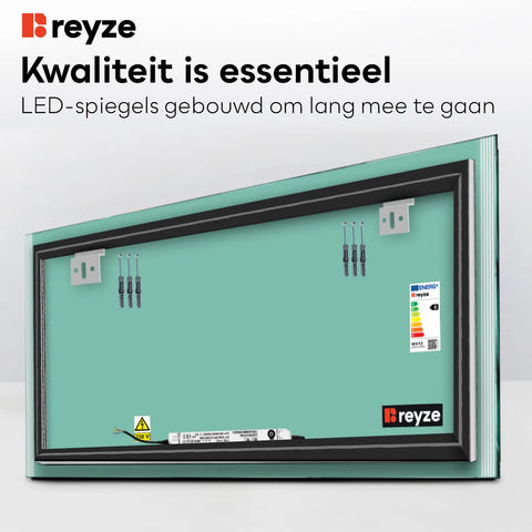 LED Spiegel Rechthoekig | Zonder Touchknoppen | Warm Wit Licht - Reyze Serie Edge Model 7