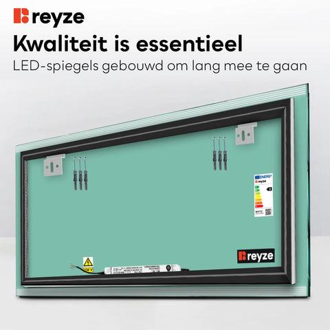 LED Spiegel Rechthoekig | Zonder Touchknoppen | Warm Wit Licht - Reyze Serie Edge Model 8