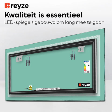 LED Spiegel Rechthoekig | Zonder Touchknoppen | Warm Wit Licht - Reyze Serie Minimal Model 1