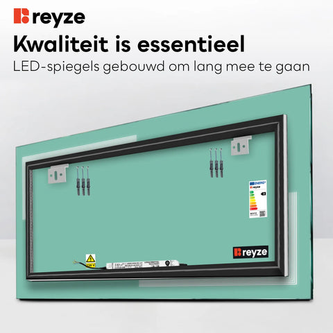 LED Spiegel Rechthoekig | Zonder Touchknoppen | Warm Wit Licht - Reyze Serie Minimal Model 2