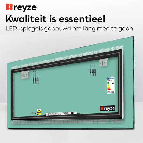 LED Spiegel Rechthoekig | Zonder Touchknoppen | Koud wit licht - Reyze Serie Minimal Model 3