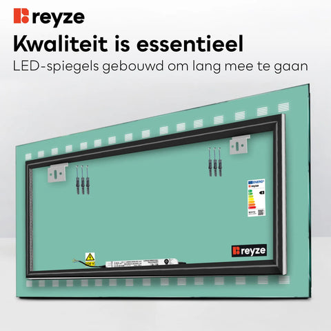 LED Spiegel Rechthoekig | Zonder Touchknoppen | Warm Wit Licht - Reyze Serie Minimal Model 6