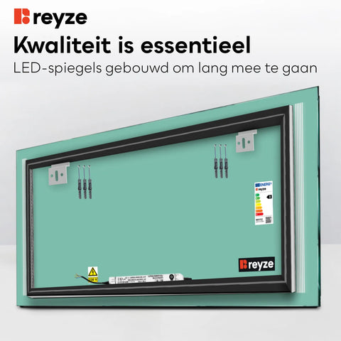 LED Spiegel Rechthoekig | Zonder Touchknoppen | Koud wit licht - Reyze Serie Minimal Model 7