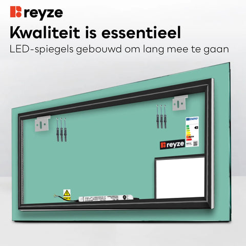 LED Spiegel Rechthoekig | Zonder Touchknoppen | Warm Wit Licht - Reyze Serie Motivated Model 1