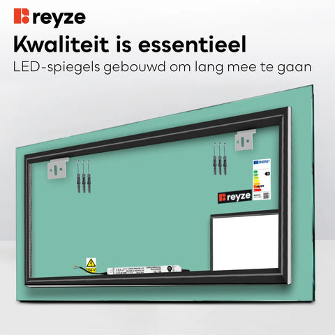 LED Spiegel Rechthoekig | Zonder Touchknoppen | Neutraal wit licht - Reyze Serie Motivated Model 2