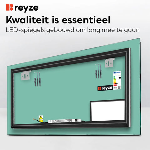 LED Spiegel Rechthoekig | Zonder Touchknoppen | Koud wit licht - Reyze Serie Motivated Model 3